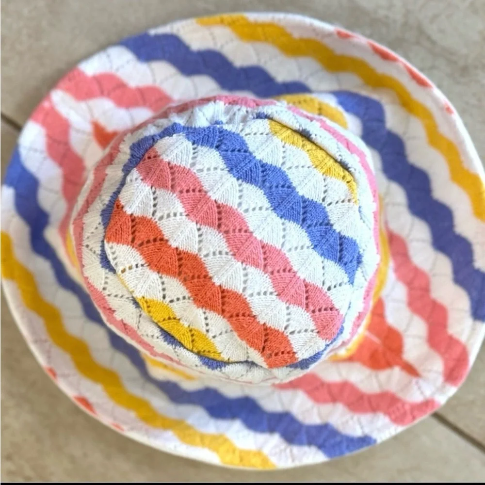 JANIE AND JACK STRIPED CROCHET BUCKET HAT